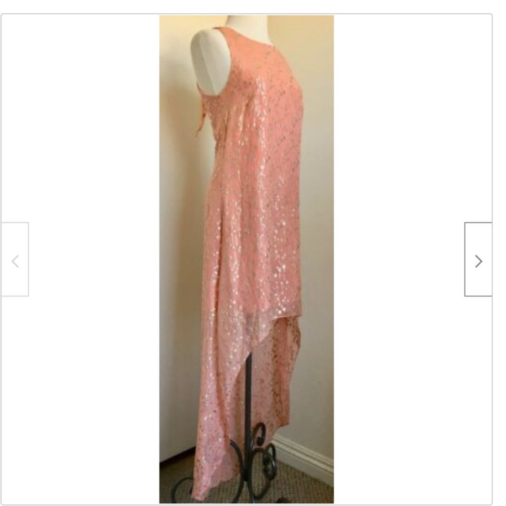 ERIN FETHERSTON 100% Silk High-Low Dress Pink PROM Elegance